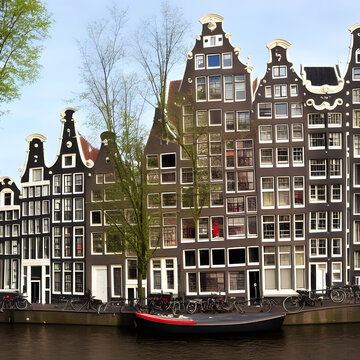 Historical sites Amsterdam Netherlands etch 