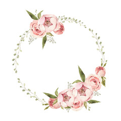 Watercolor floral wreath clipart. Floral arrangement png.