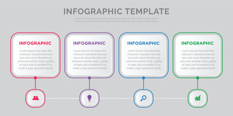 Process business infographic thin line with square template design with icons and 5 options or steps.