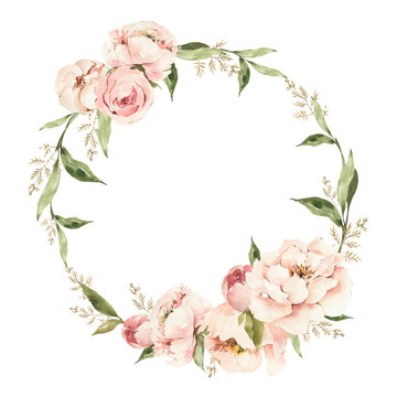 Watercolor floral wreath clipart. Floral arrangement png.