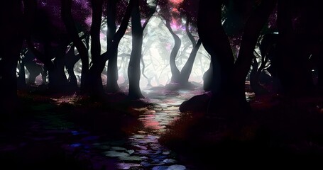 Atmospheric dark grim forest  (Pack of 100+ illustrations) in 4K. Generative AI. High quality 