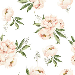 watercolor floral seamless pattern.