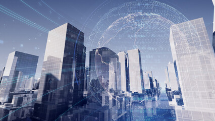 Smart City Artificial intelligence Network Technology 3D illustration
