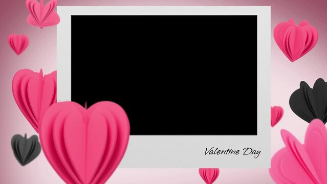 valentines day and love animation, glitter and glitter heart, shining particles, valentine and wedding concept, dark red gradient background
