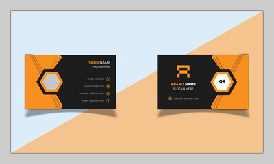 yellow and black creative business card template. Modern Business Card - Creative and Clean Business Card Template. horizontal simple clean template vector design. double sided business card.