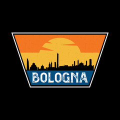Bologna Italy Skyline Silhouette Retro Vintage Sunset Bologna Lover Travel Souvenir Sticker Vector Illustration SVG EPS