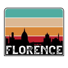 Fototapeta na wymiar Florence Italy Skyline Silhouette Retro Vintage Sunset Florence Lover Travel Souvenir Sticker Vector Illustration SVG EPS