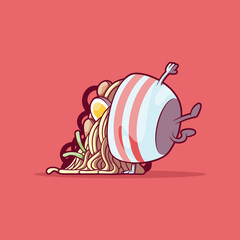 Ramen Bowl character having fun dancing vector illustration. Funny, dance, food design concept.