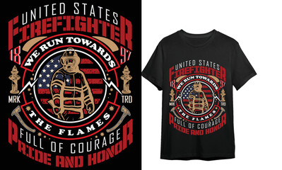 UNITED STATES FIREFIGHTER T-SHIRT DESIGN // FIREFIGHTER T SHIRT DESIGN 
