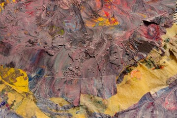 Dry paint flowing and dripping. Dirty and sloppy picture