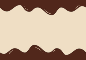 Melted chocolate seamless border. Pattern vector illustration with flowing cocoa.
