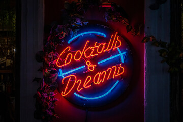 Neon sign of the restaurant