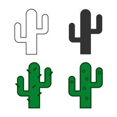 Cactus icon. Cacti set line and background flat vector ilustration.