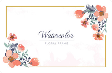 Watercolor floral with golden frame