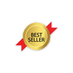 Best Seller gold Ribbons template vector illustration design