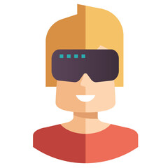 Virtual reality flat design style icon
