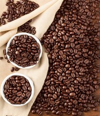 coffee beans and cup
