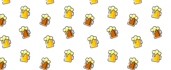 pattern with glass of beer. bottle of beer. Beer vector icon. Bar, pub symbol, logo illustration. Different style icons set. Vector graphics