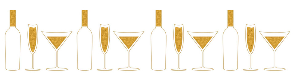 Wine bottle with wine glass icon or silhouette. Alcohol symbol. Vector illustration.	
