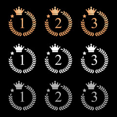 Ranking crown golden color icon illustration white background.eps