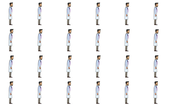 Doctor 2D Animation sprite-sheets for videos and games..Doctor idle