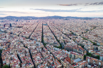 View Point Of Barcelona in Spain. On Montjuic hill, Mirador viewpoint. Cityscape