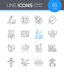 Agriculture and farming - line design style icons set