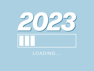 2023 New Year Loading isolated on blue background. Vector illustration.