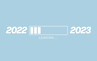 2023 New Year Loading isolated on blue background. Vector illustration.