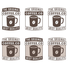 Coffee Mug and Bean Icons with Text