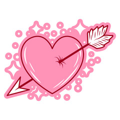 Valentine Heart Shoot with Arrow Clipart Design. Simple style and color. Good for icon