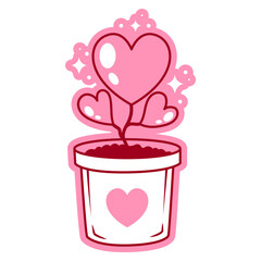 Valentine Love Plant in Pots Clipart Design. Simple style and color. Good for icon