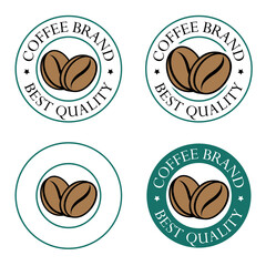 Colorful Round Coffee Beans Icons with Text - Set 2
