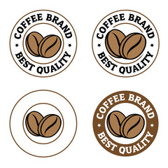 Colorful Round Coffee Beans Icons with Text - Set 3