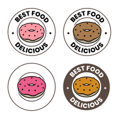 Colorful Round Doughnut Icon with Text - Set 3
