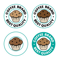 Colorful Round Muffin Icon with Text - Set 6