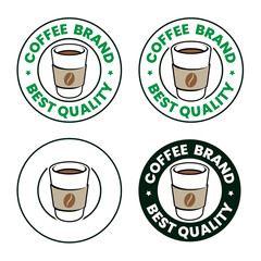 Colorful Round Paper Coffee Cup Icon with Text - Set 3