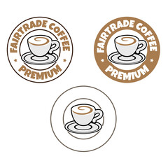 Colorful Round Swirly Coffee Cup Icon with Text - Set 8