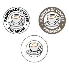 Colorful Round Swirly Coffee Cup Icon with Text - Set 10