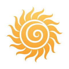 Curvy Yellow Sun Icon with a Spiral