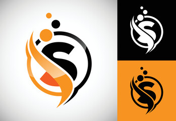Initial letter S with the swoosh, biotech logo design concept. Logotype for science technology.