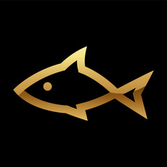 Golden Abstract Glossy Fish on a Black Background