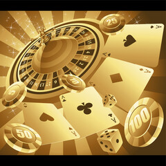 Golden Casino on a Black Background