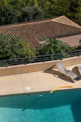 Summer landscape, swimming pool