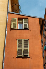Landscape of colorful buildings and windows in france