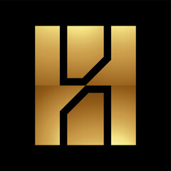 Golden Letter H Symbol on a Black Background - Icon 7