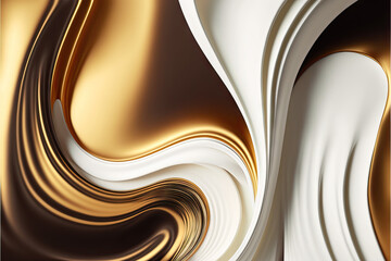 Abstract white gold background with waves and swirls
