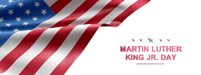 Martin Luther King Jr Day lettering and USA flag