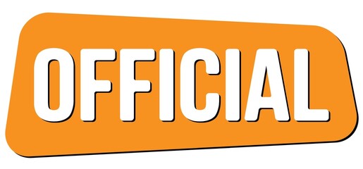 OFFICIAL text on orange trapeze stamp sign.