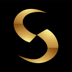 Golden Letter S Symbol on a Black Background - Icon 1